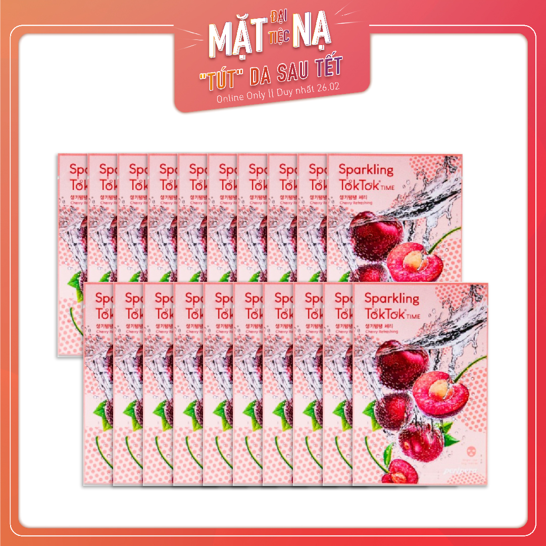 Set 20 Mặt Nạ Dưỡng Da Săn Mịn, Tươi Sáng Peripera Sparkling Toktok Time #3 Cherry Refreshing