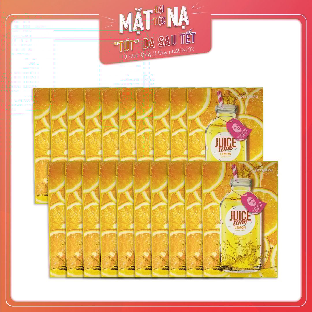 Set 20 Mặt Nạ Làm Sáng Da, Ngừa Mụn Peripera Juice Time 05 Lemon Brightening