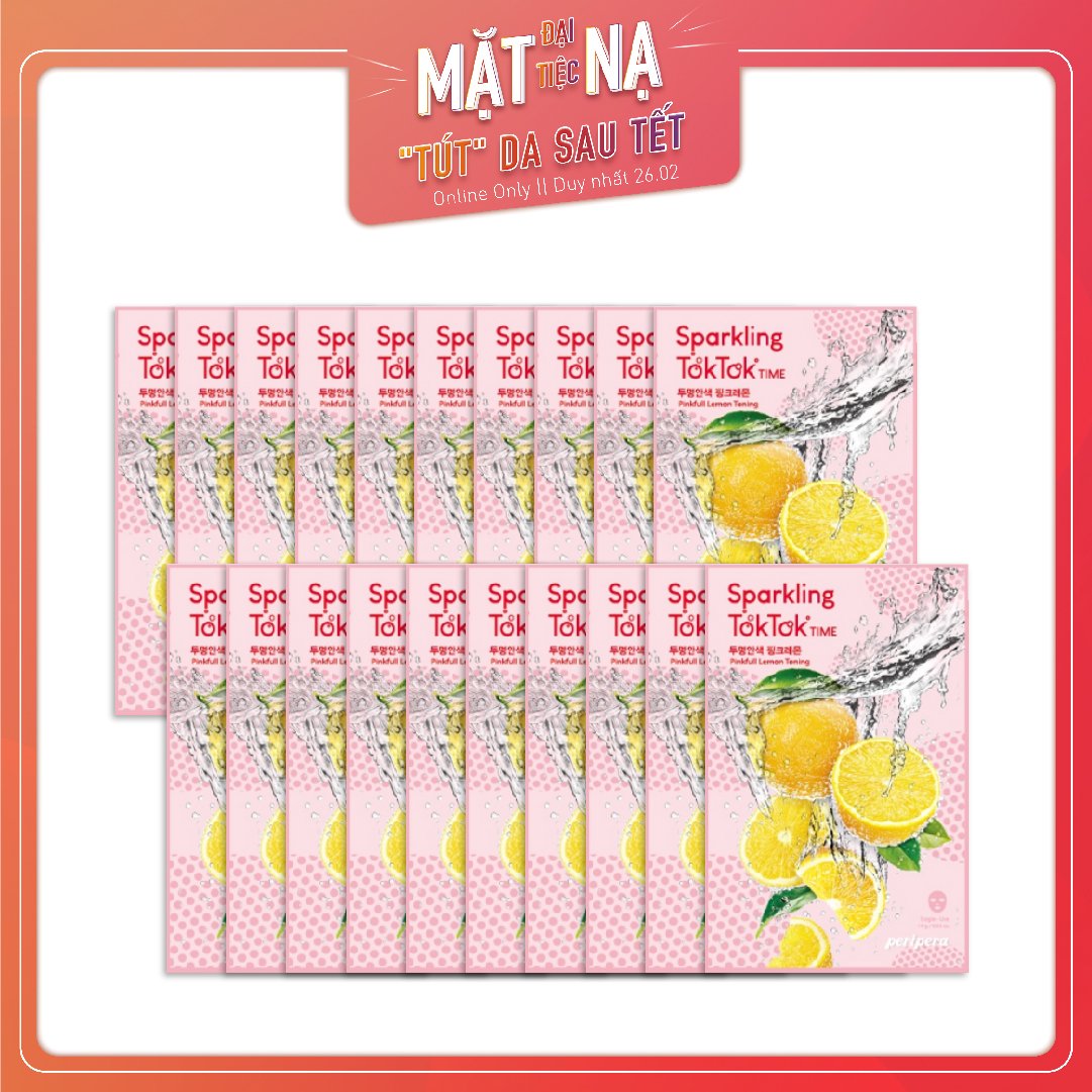 Set 20 Mặt Nạ Làm Sáng Da Peripera Sparkling Toktok Time #2 Pinkfull Lemon Toning