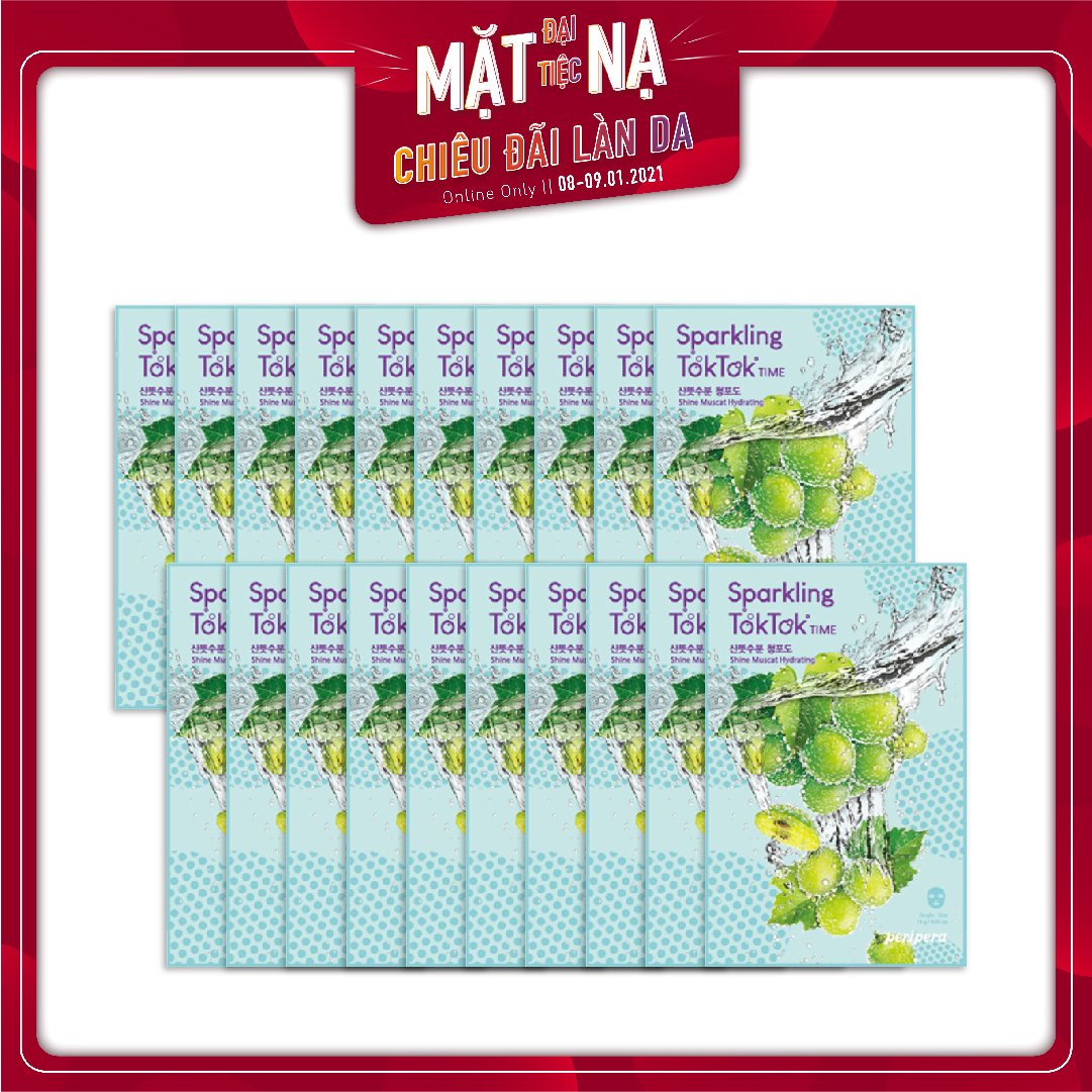 Set 20 Mặt Nạ Giấy Cấp Nước, Chống Oxy Hóa Peripera Sparkling Toktok Time #4 Shine Muscat Hydrating