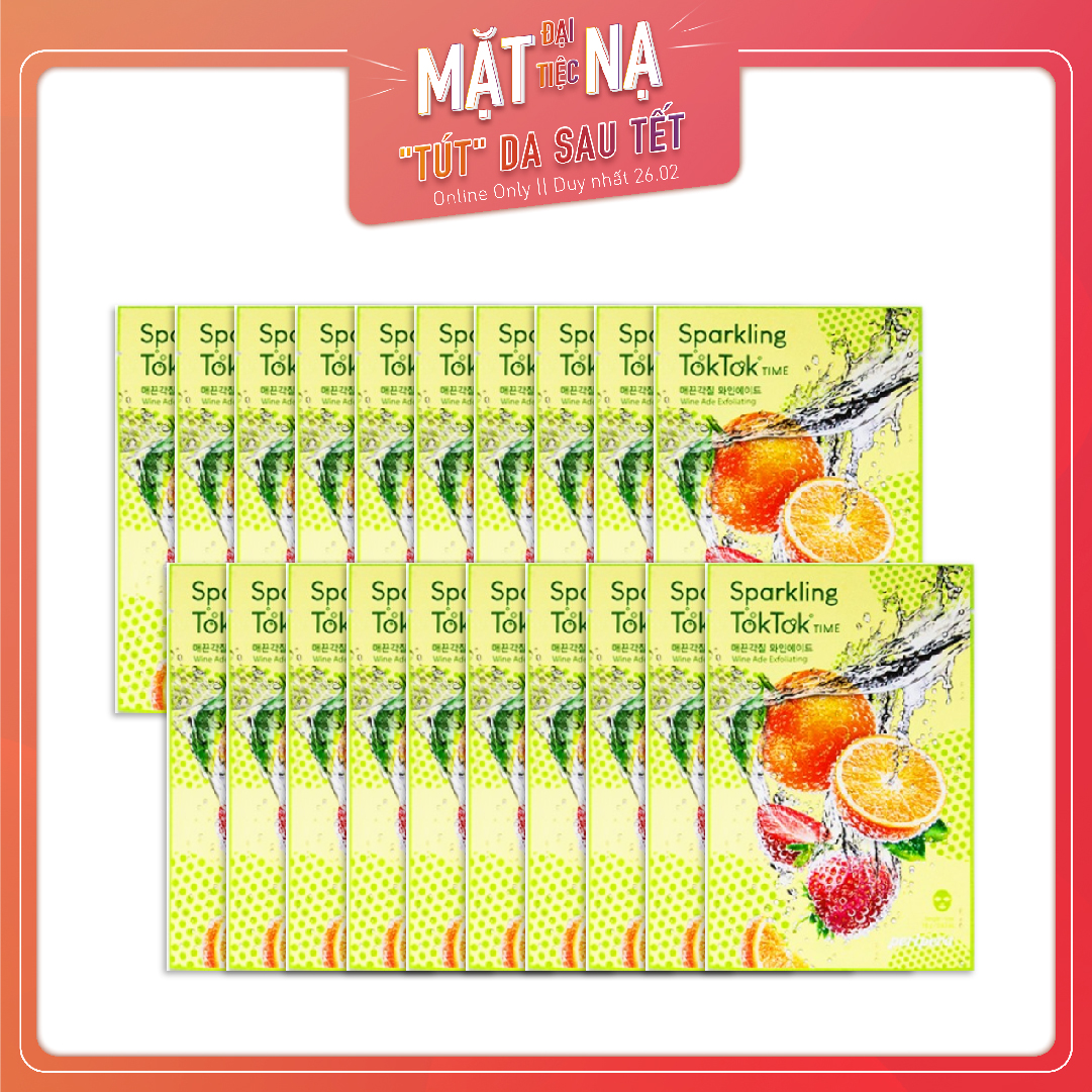 Set 20 Mặt Nạ Giấy Chống Lão Hóa, Mịn Nếp Nhăn Peripera Sparkling Toktok Time #5 Wine Ade Exfoliating