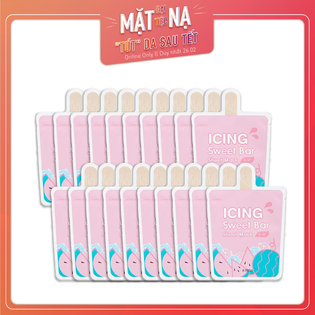 Set 20 Mặt Nạ Giấy Làm Dịu & Cấp Nước Cho Da A'pieu Icing Sweet Bar Sheet Watermelon