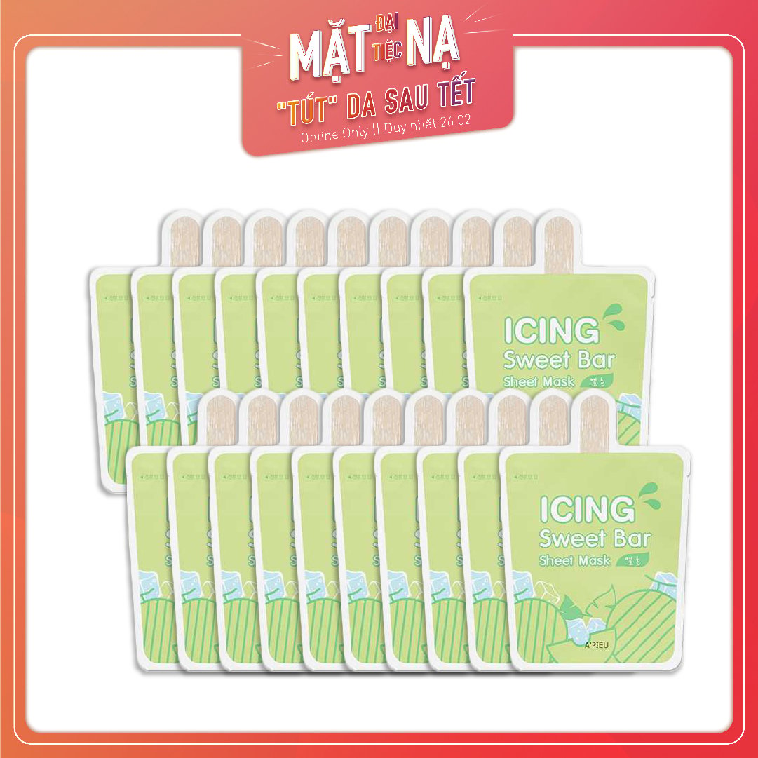 Set 20 Mặt Nạ Giấy Làm Dịu Da A'pieu Icing Sweet Bar Sheet Melon