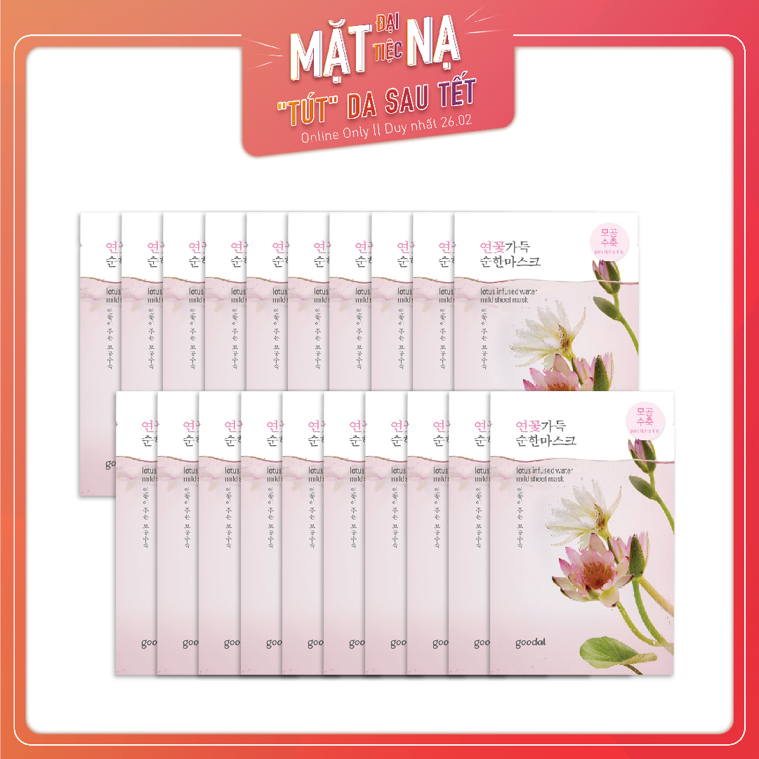 Set 20 Mặt Nạ Se Mịn Lỗ Chân Lông Goodal Lotus Infused Water Mild Sheet 23Ml