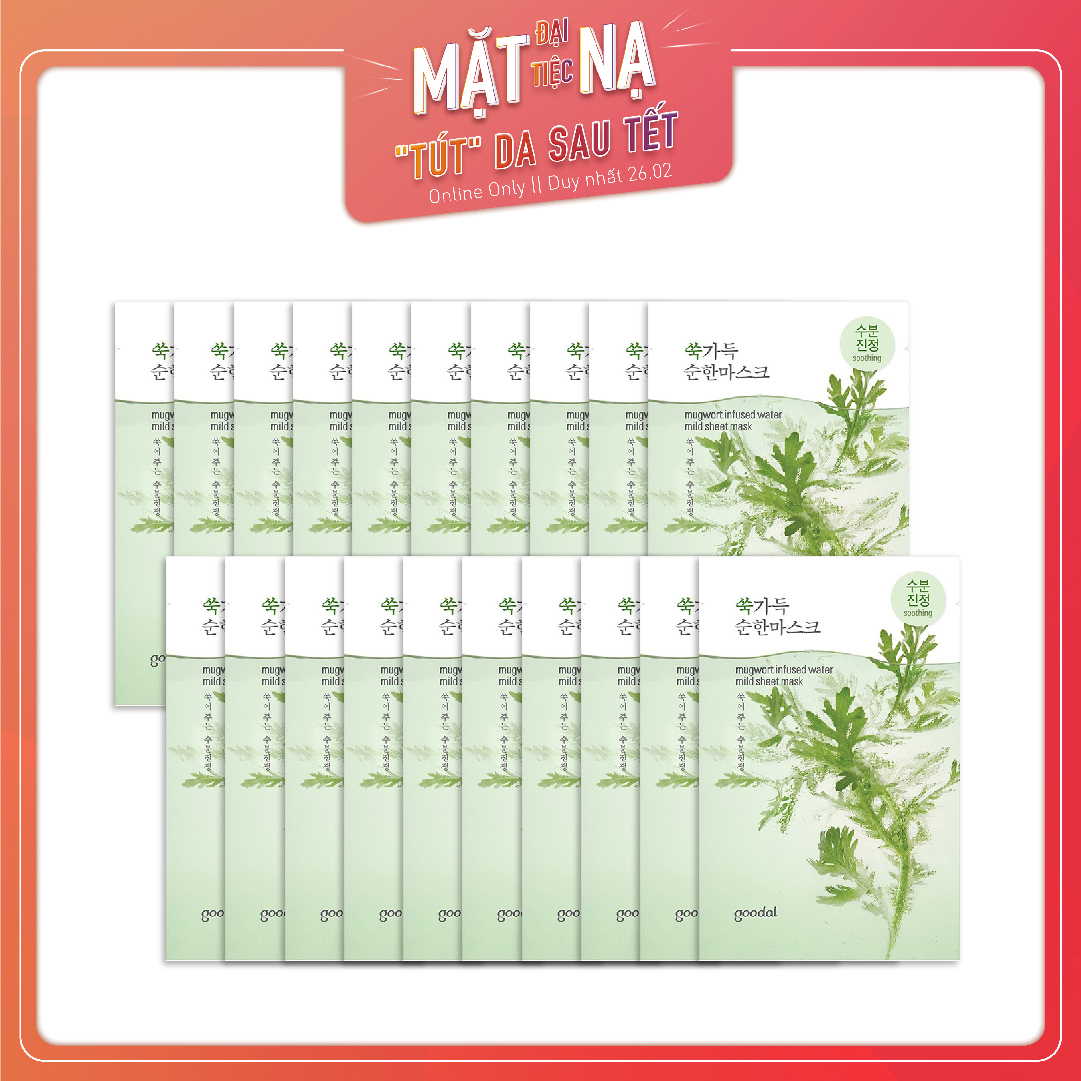 Set 20 Mặt Nạ Dưỡng Ẩm Làm Dịu Da Goodal Mugwort Infused Water Mild Sheet