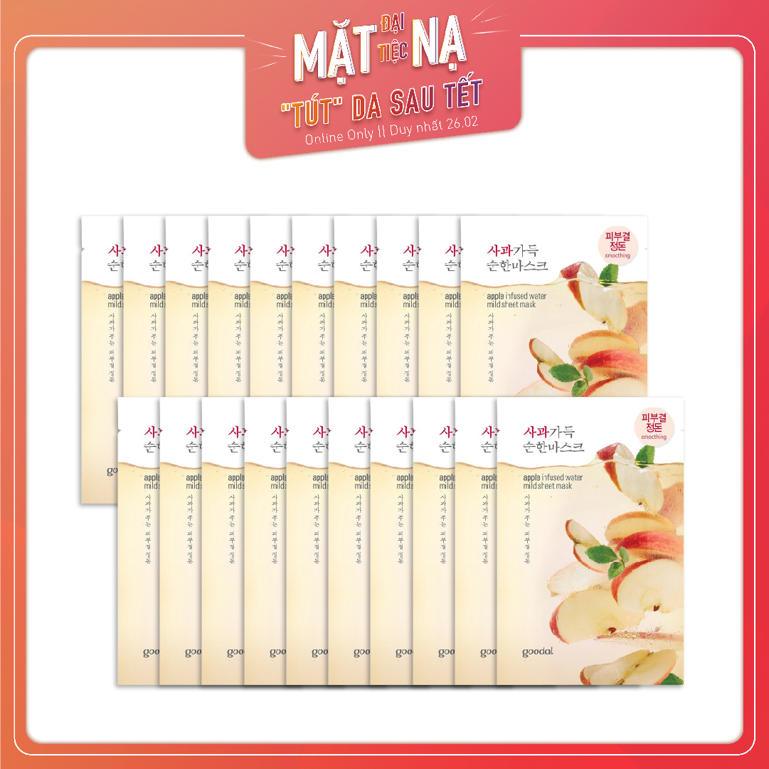 Set 20 Mặt Nạ Dịu Mát, Thanh Lọc Da Goodal Apple Infused Water Mild Sheet