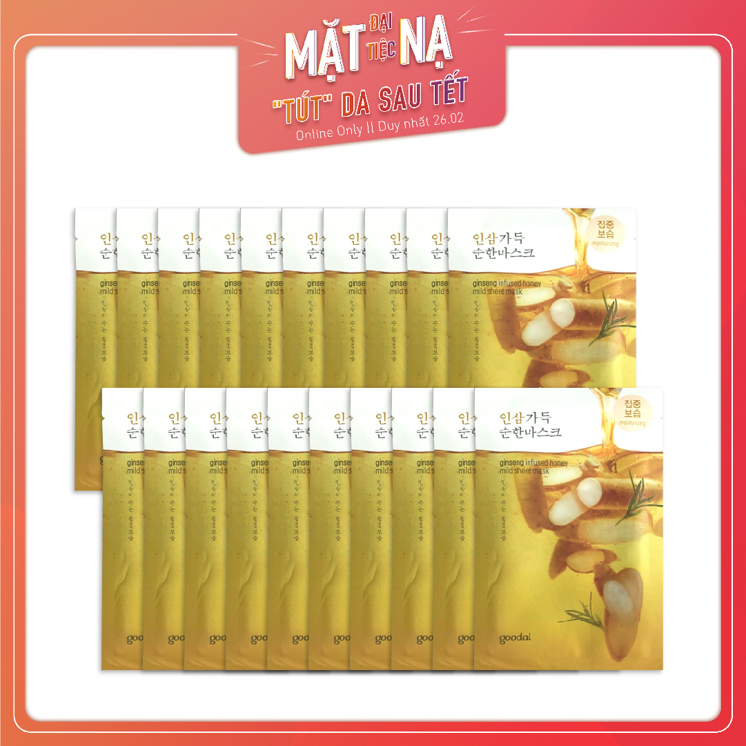 Set 20 Mặt Nạ Giấy Trẻ Hóa Da Goodal Ginseng Infused Honey Mild Sheet
