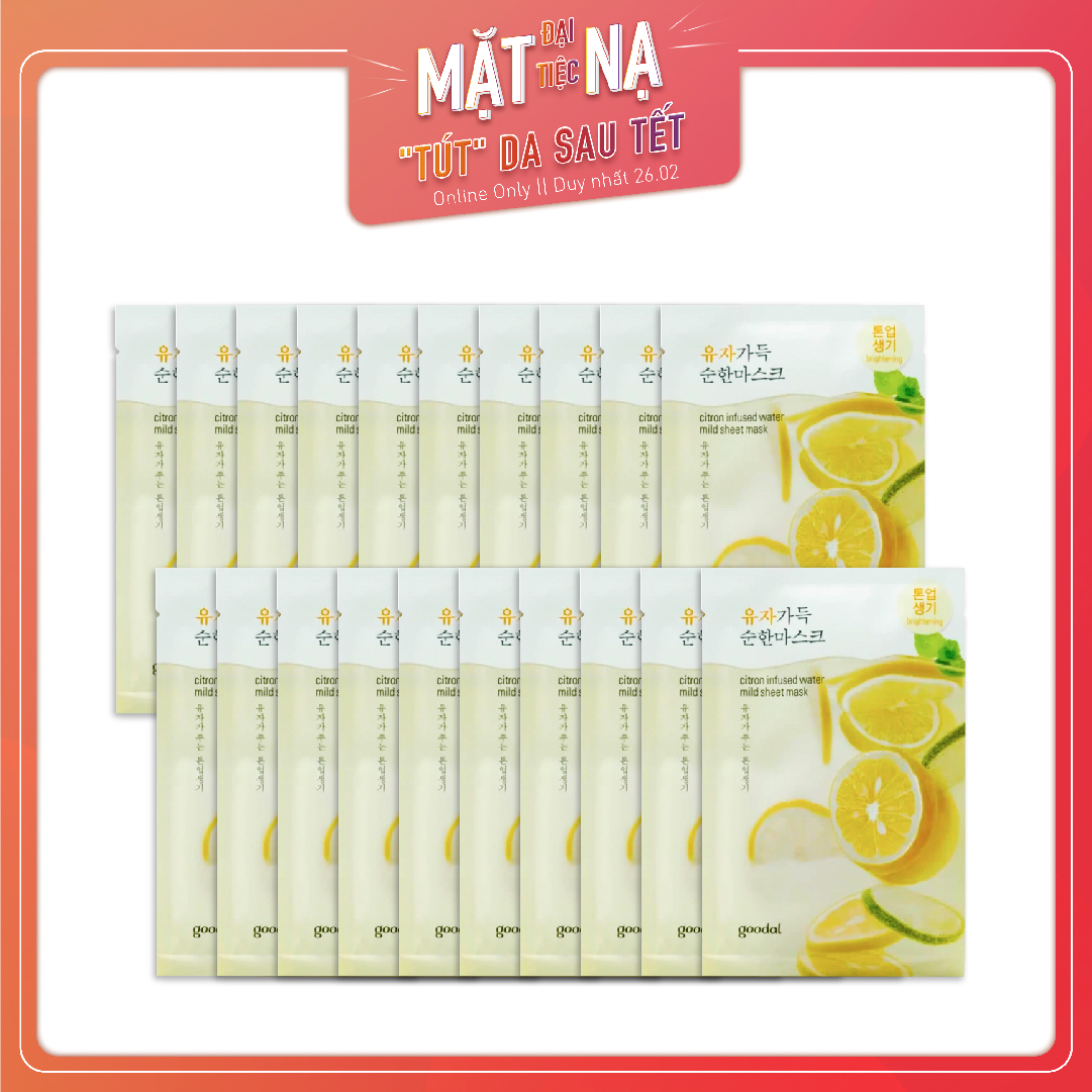 Set 20 Mặt Nạ Dưỡng Sáng Da Goodal Citron Infused Water Mild Sheet