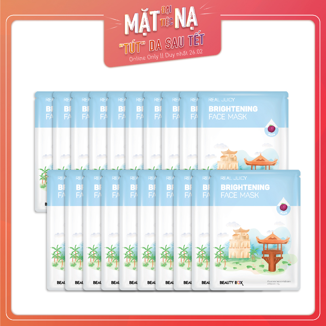 Set 20 Mặt Nạ Giấy Làm Sáng Da Beauty Box Real Juicy Brightening