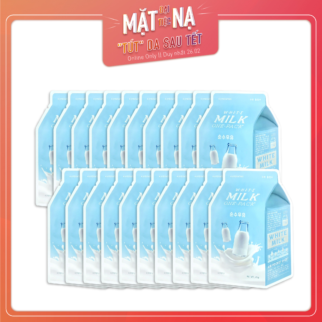Set 20 Mặt Nạ Giấy Cấp Ẩm A'pieu White Milk One - Pack
