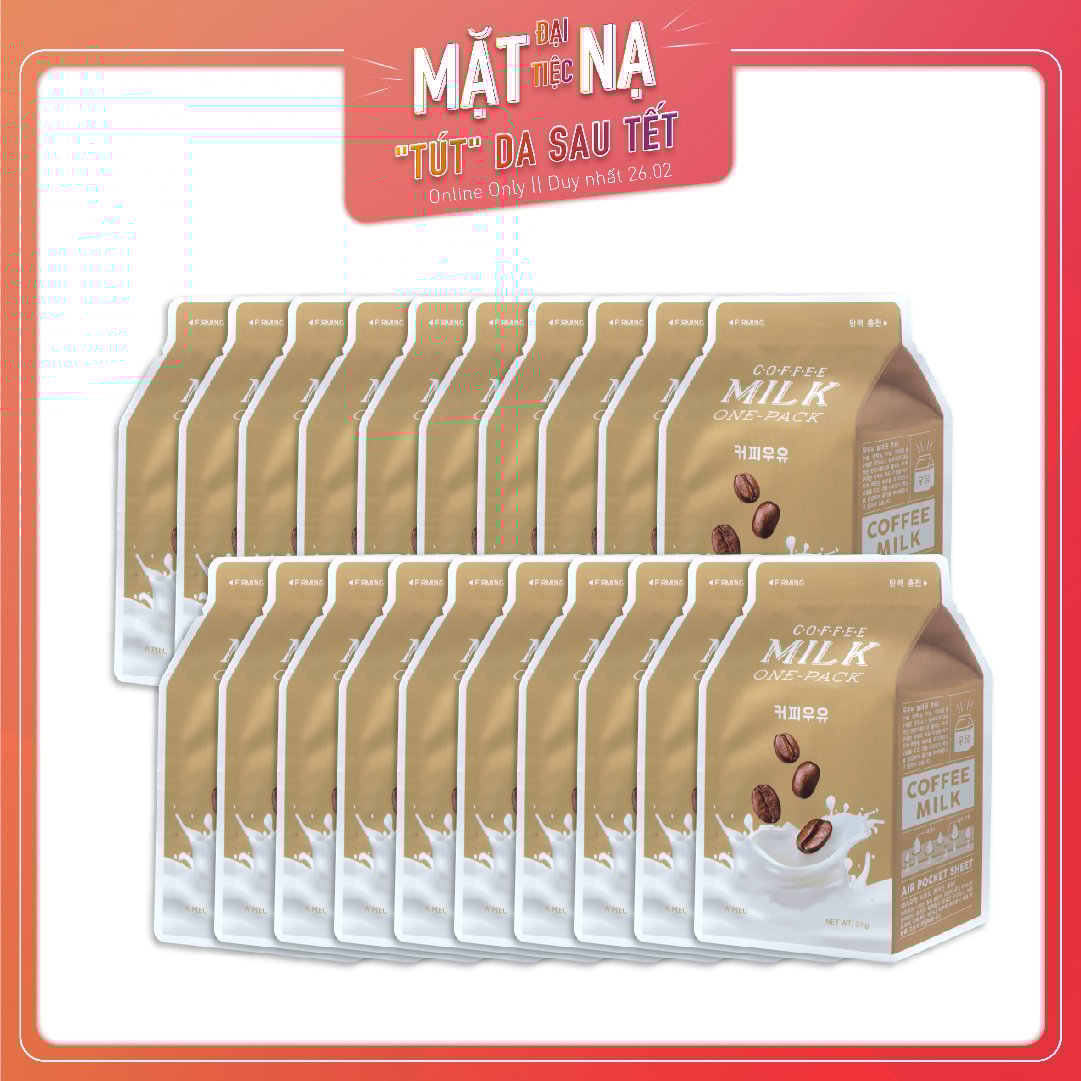 Set 20 Mặt Nạ Giấy Chống Lão Hóa Da A'pieu Coffee Milk One - Pack