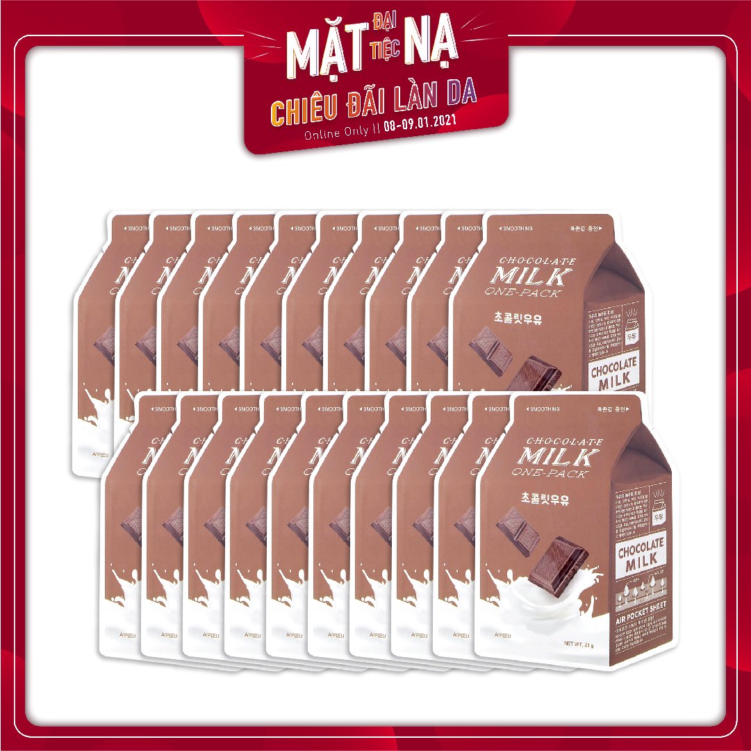 Set 20 Mặt Nạ Chăm Sóc Da Mềm Mượt A'pieu Chocolate Milk One - Pack