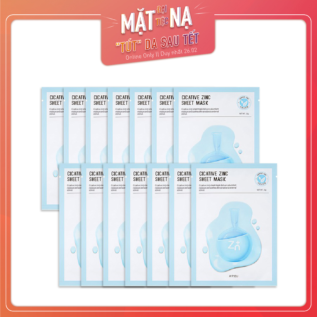 Set 14 Mặt Nạ Giấy Làm Dịu Da A'pieu Cicative Zinc Sheet