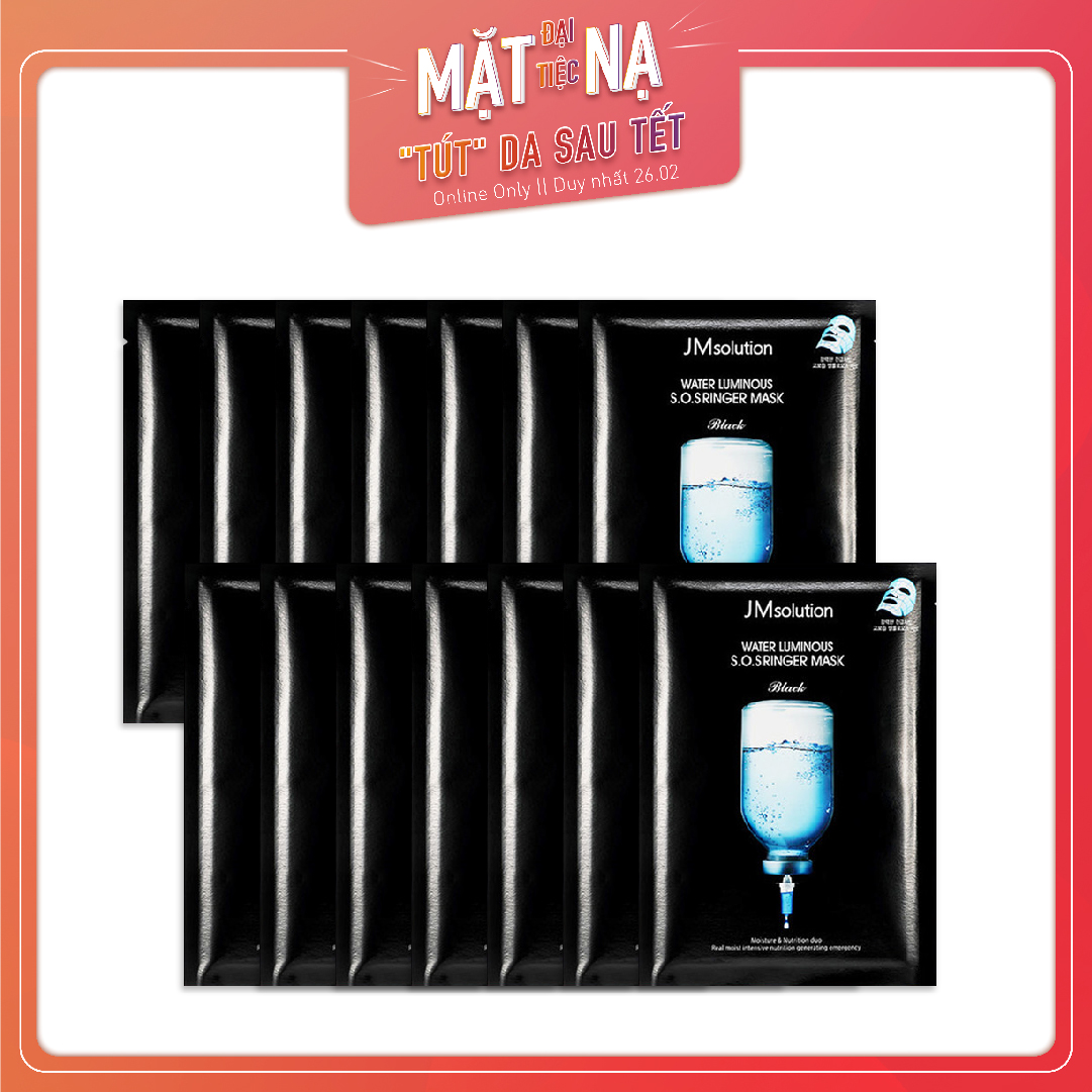 Set 14 Mặt Nạ Tăng Cường Sinh Khí Làn Da Jmsolution Water Luminous Sos Linger Black