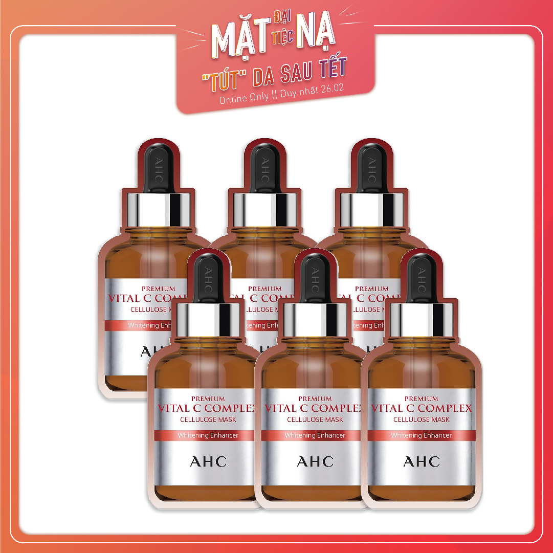 Set 06 Mặt Nạ Giấy Làm Sáng Trắng Da Ahc Premium Vital C Complex Cellulose