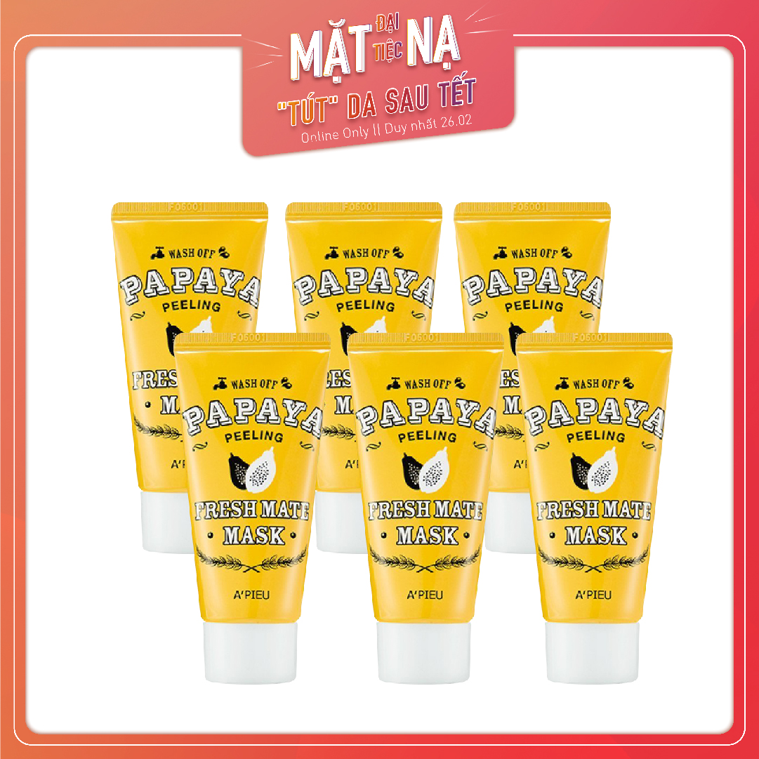 Set 06 Mặt Nạ Rửa Tẩy Tế Bào Chết A'pieu Fresh Mate Papaya (Peeling)