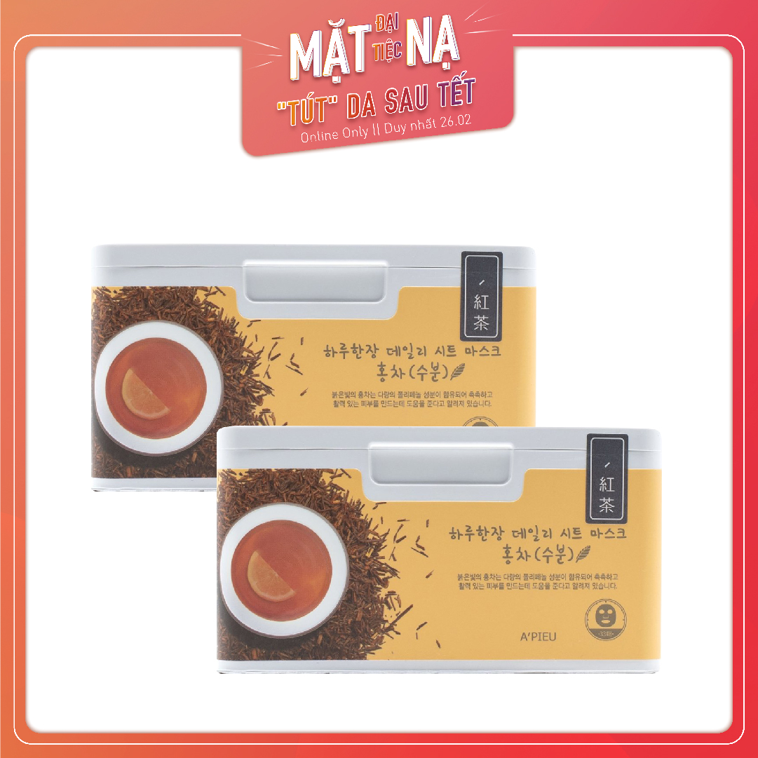 Set 02 Mặt Nạ Dạng Rút A'pieu Daily Sheet (Black Tea/Hydrating) (33Pc)