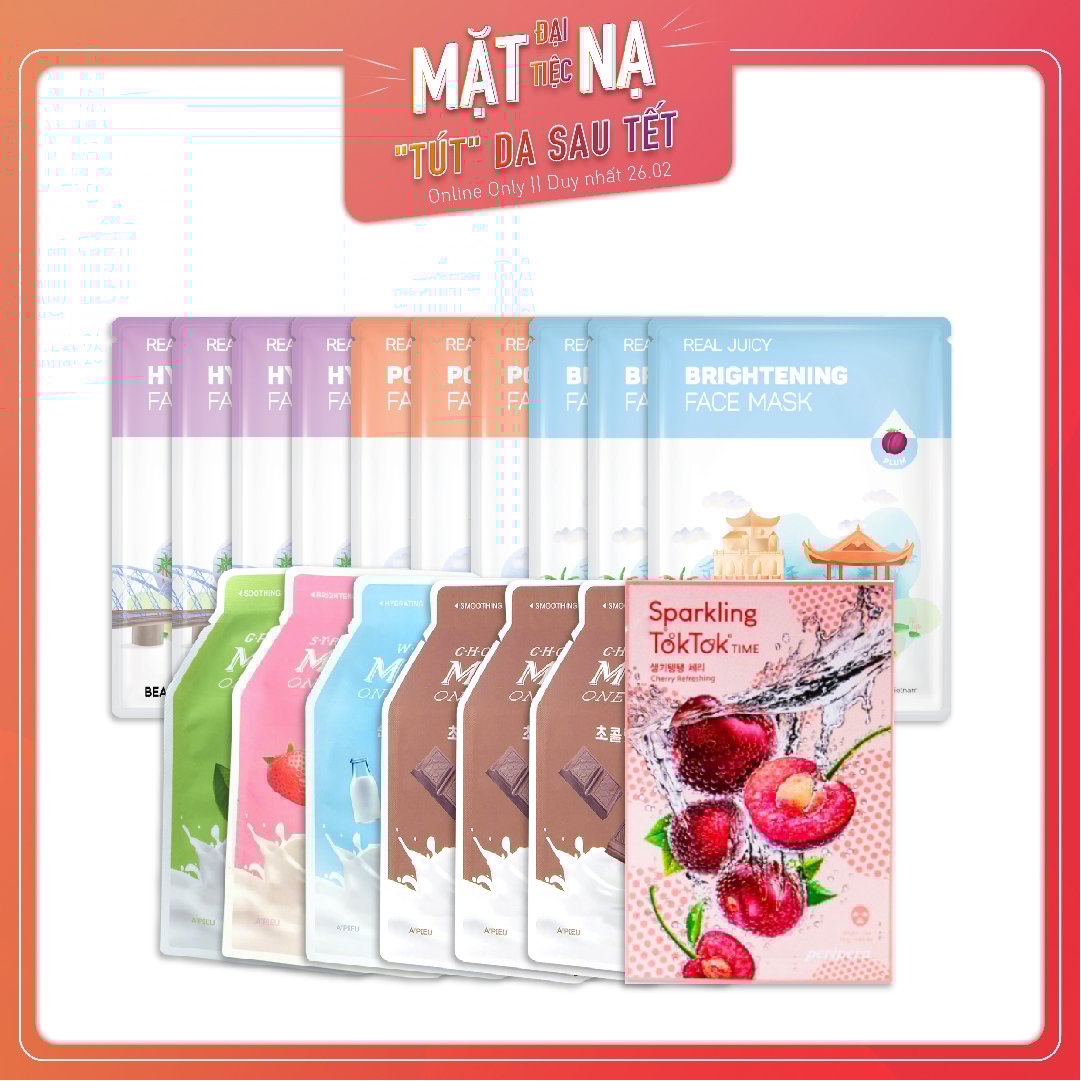 Combo 20 Mặt Nạ Giấy Nuôi Dưỡng Da Mịn Màng, Tươi Tắn A'pieu - Real Juicy