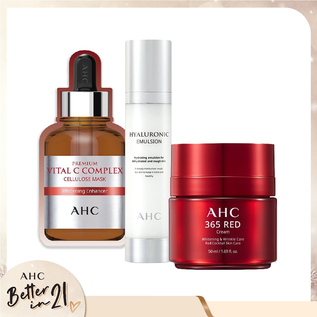 Combo Sữa Dưỡng & Kem Chống Lão Hóa Làm Sáng Da Ahc 365 Red Cream (3Pc)
