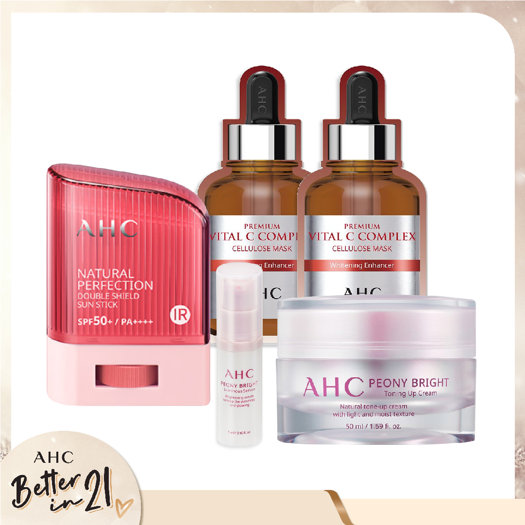 Combo Chống Nắng & Kem Dưỡng Làm Sáng Da Ahc Peony Bright Toning Up Cream 50Ml (5Pc)