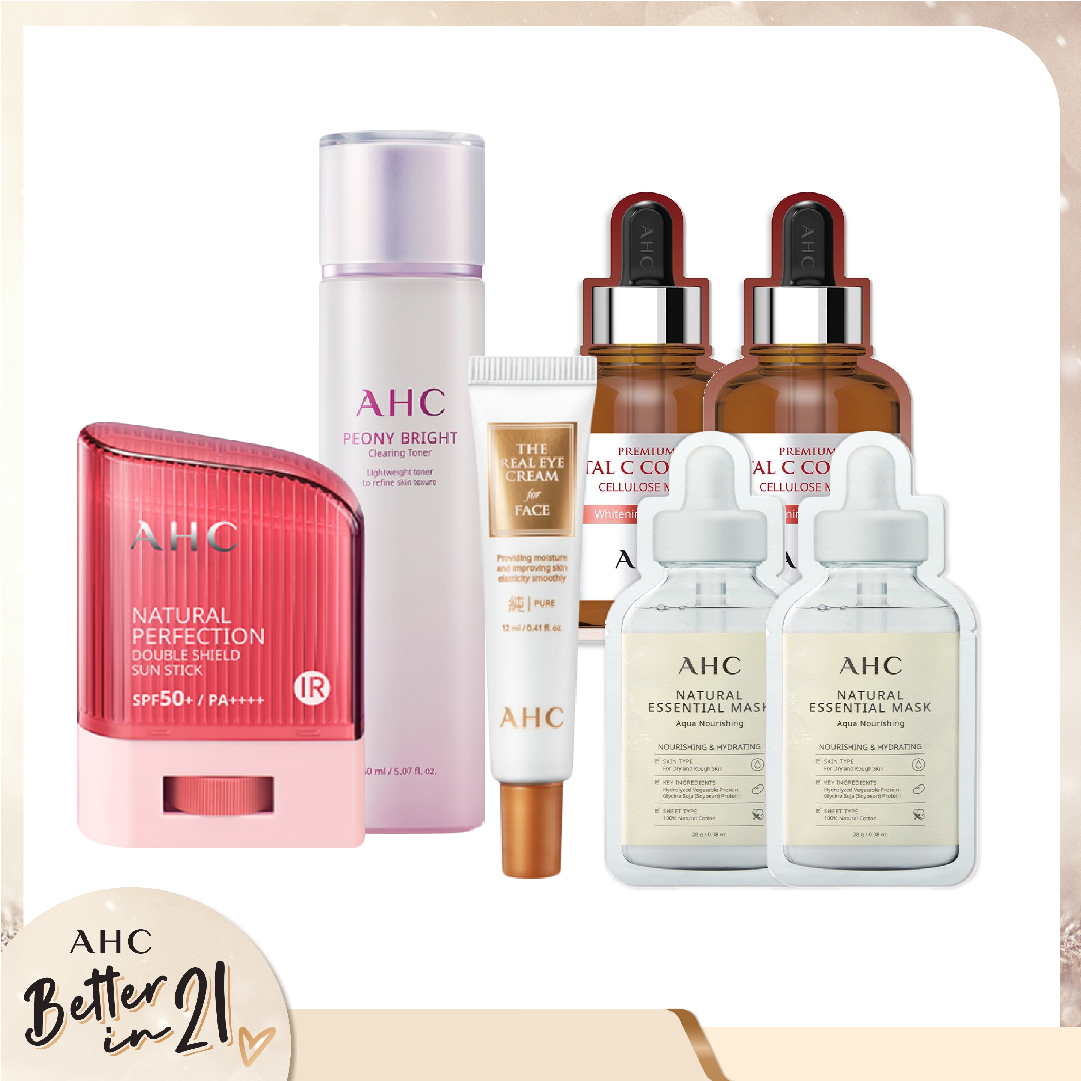 Combo Chống Nắng & Nước Cân Bằng Làm Sáng Da Ahc Peony Bright Clearing Toner 150Ml (7Pc)