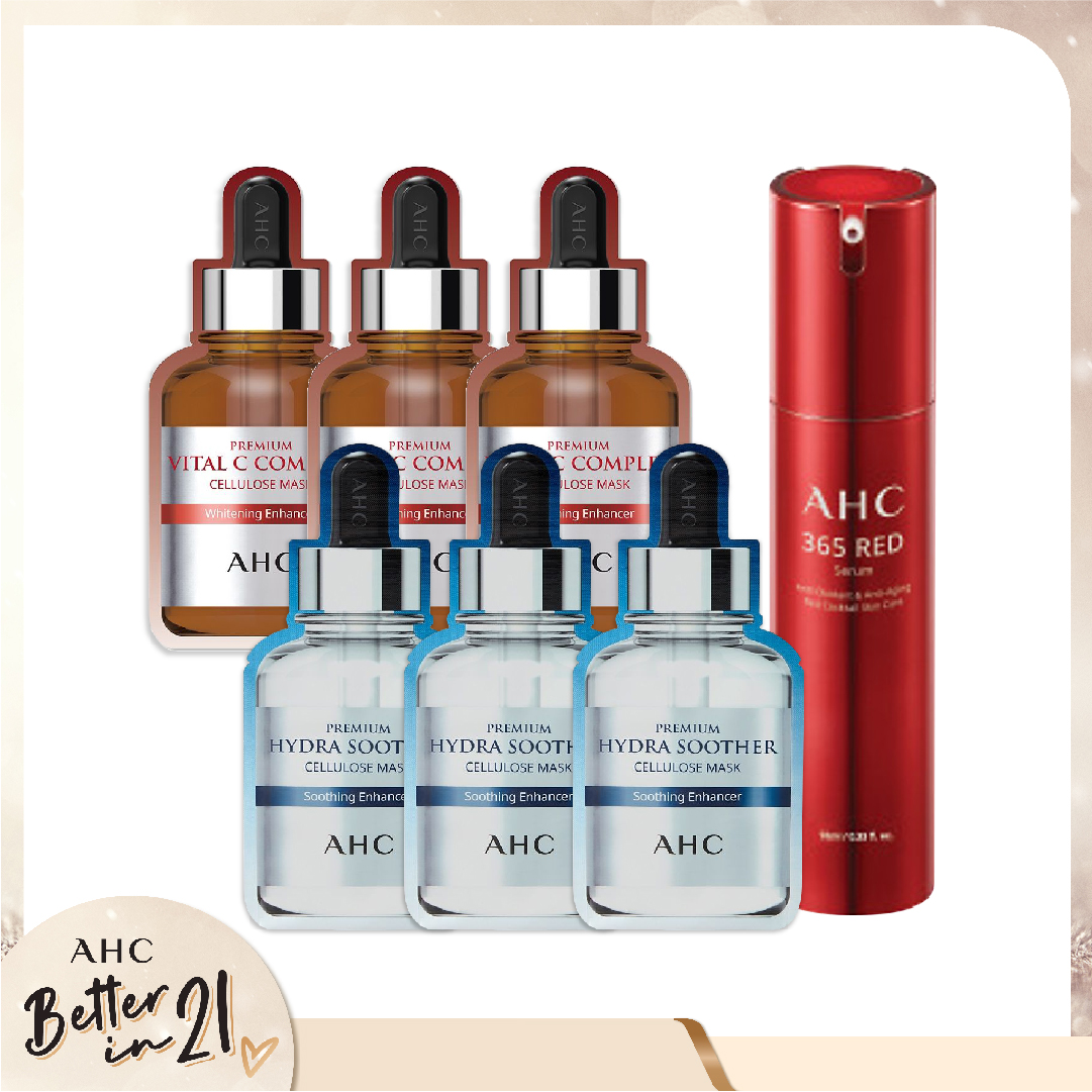 Combo Mặt Nạ & Tinh Chất Dưỡng Ẩm, Chống Lão Hóa Làm Mịn Da Ahc 365 Red Serum (7Pc)