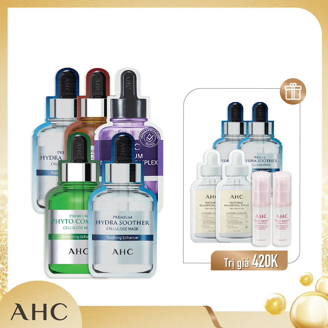 Combo Mặt Nạ Giấy Dưỡng Ẩm Làm Dịu Da Ahc Premium (11Pc)