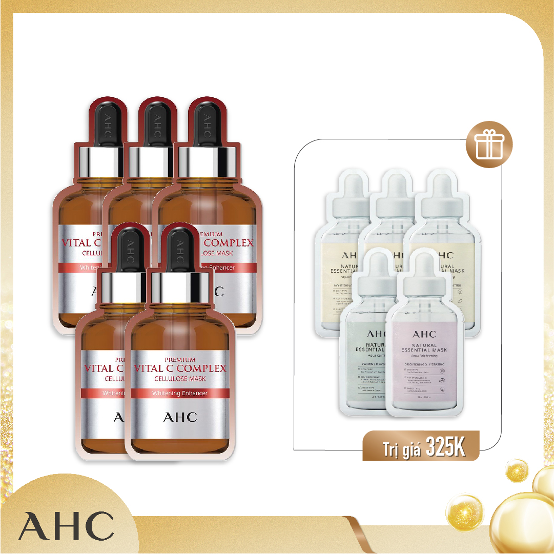 Combo 10 Mặt Nạ Giấy Cấp Ẩm Làm Sáng Trắng Da Ahc Premium Vital C Complex Cellulose