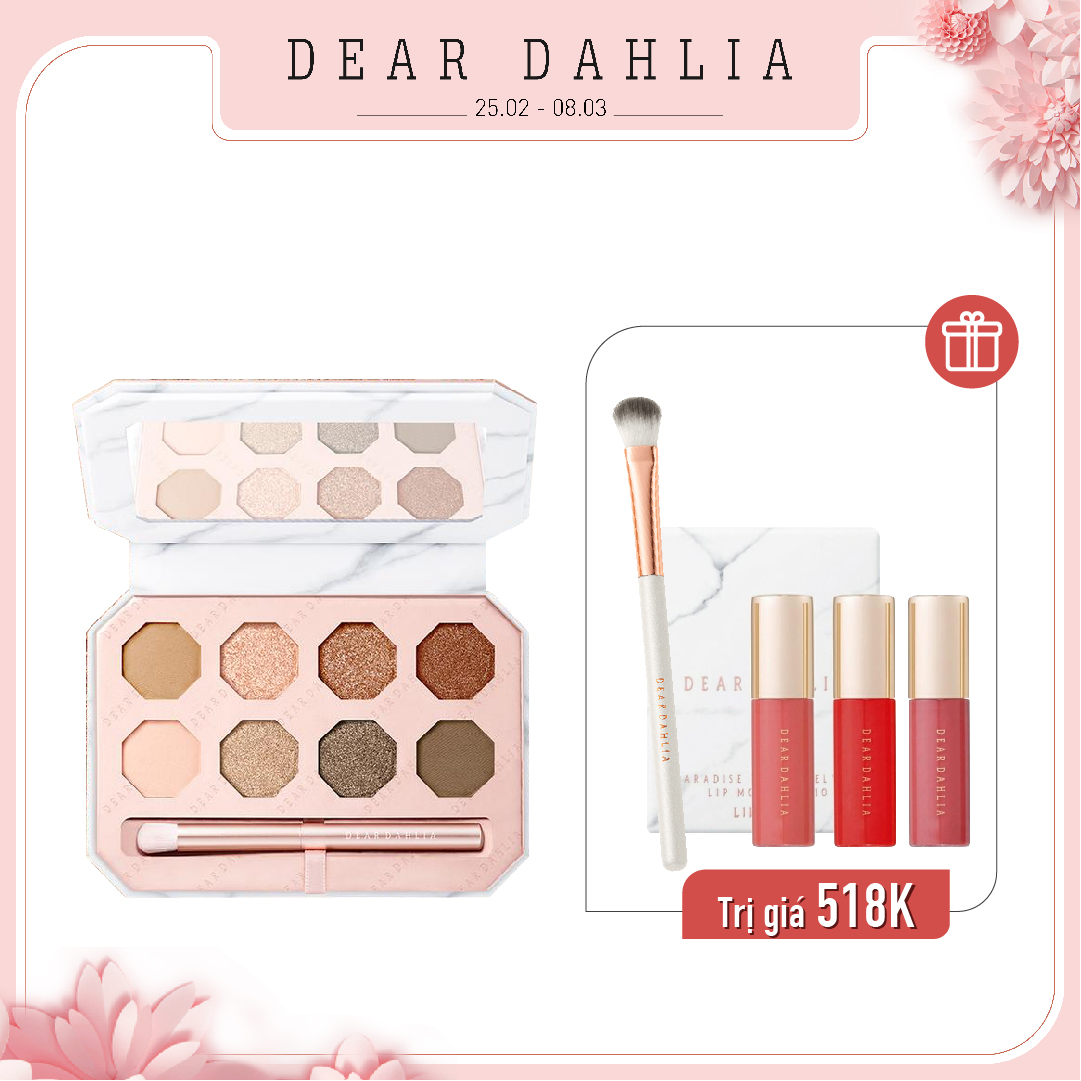 Combo Cọ Trang Điểm & Màu Mắt Ánh Nhũ Dear Dahlia Mesmerizing Moment Collection Palette