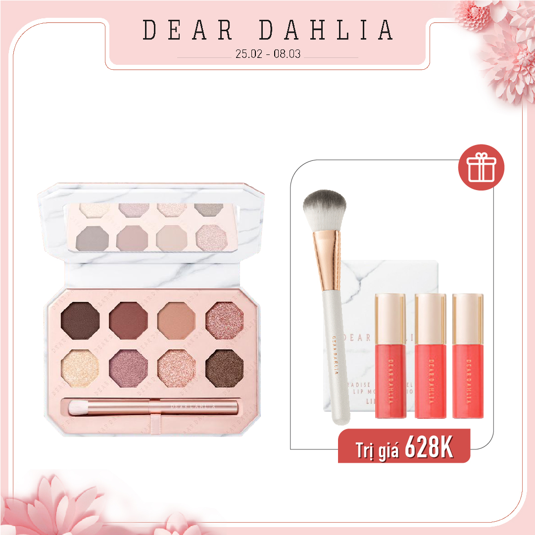Combo Cọ Trang Điểm & Màu Mắt Ánh Nhũ Dear Dahlia Mesmerizing Moment Collection Palette Angelic Nude