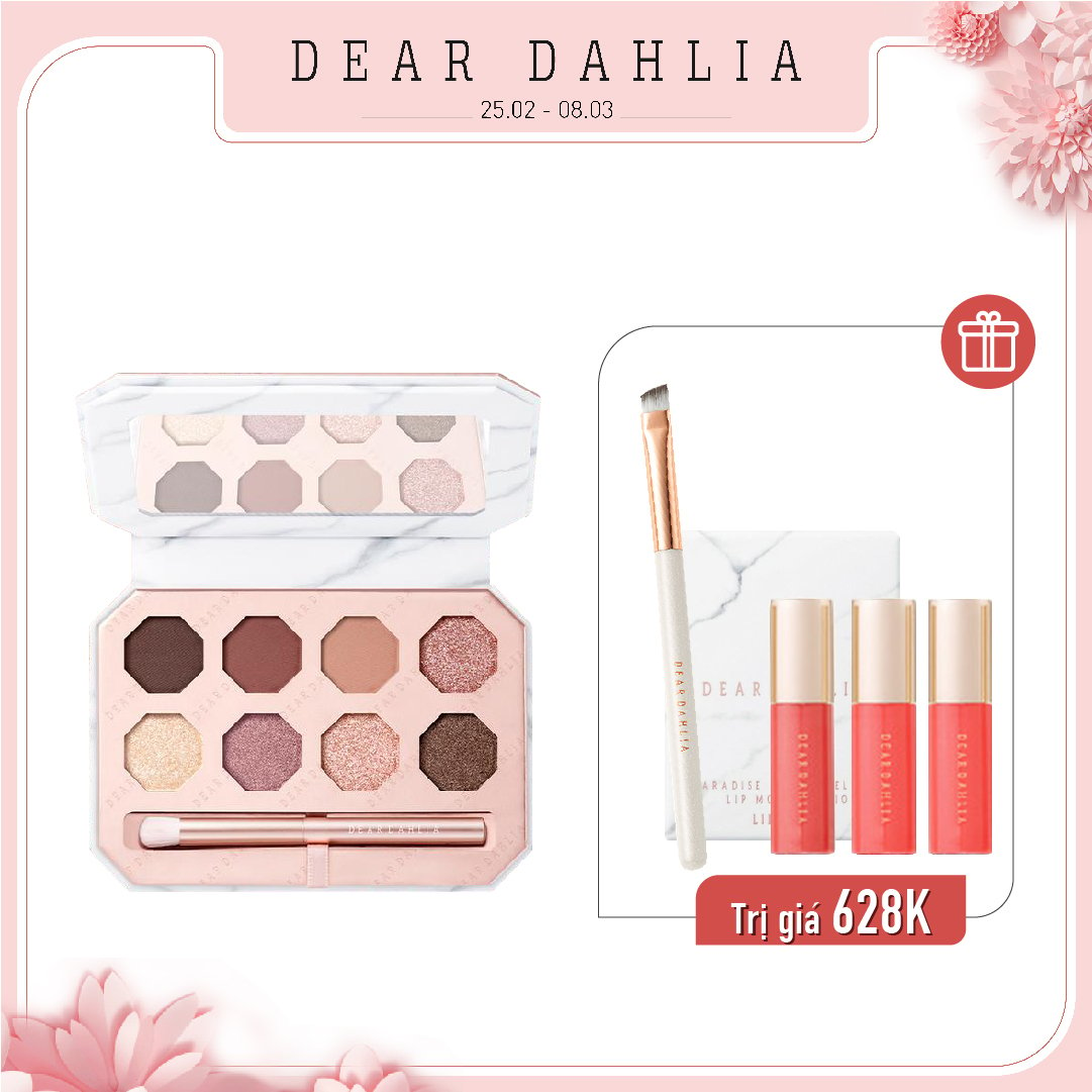 Combo Cọ Chân Mày & Màu Mắt Ánh Nhũ Dear Dahlia Mesmerizing Moment Collection Palette