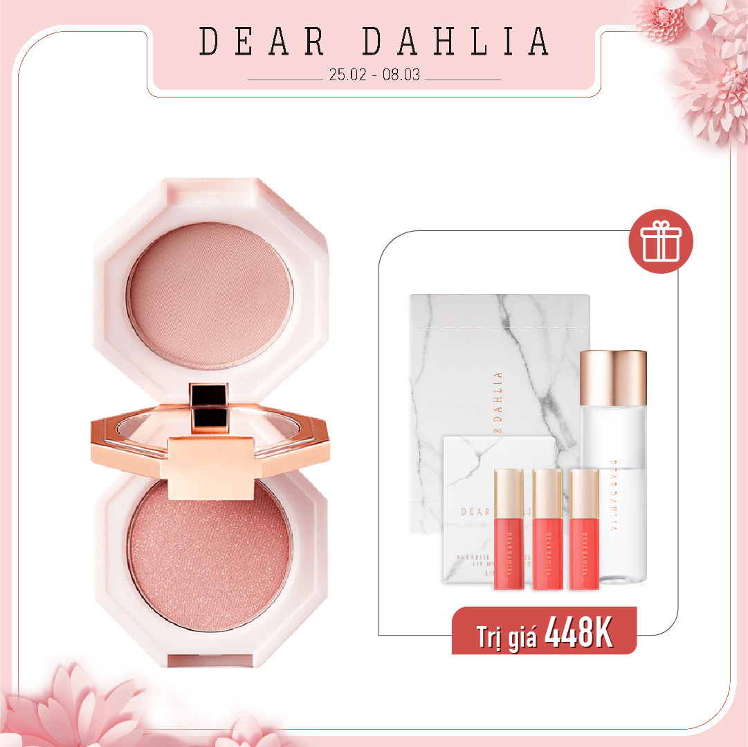 (Blossom Palace) Combo Tẩy Trang & Má Hồng Dear Dahlia Blooming Edition Paradise Dual Palette Blusher Duo (4Pc)