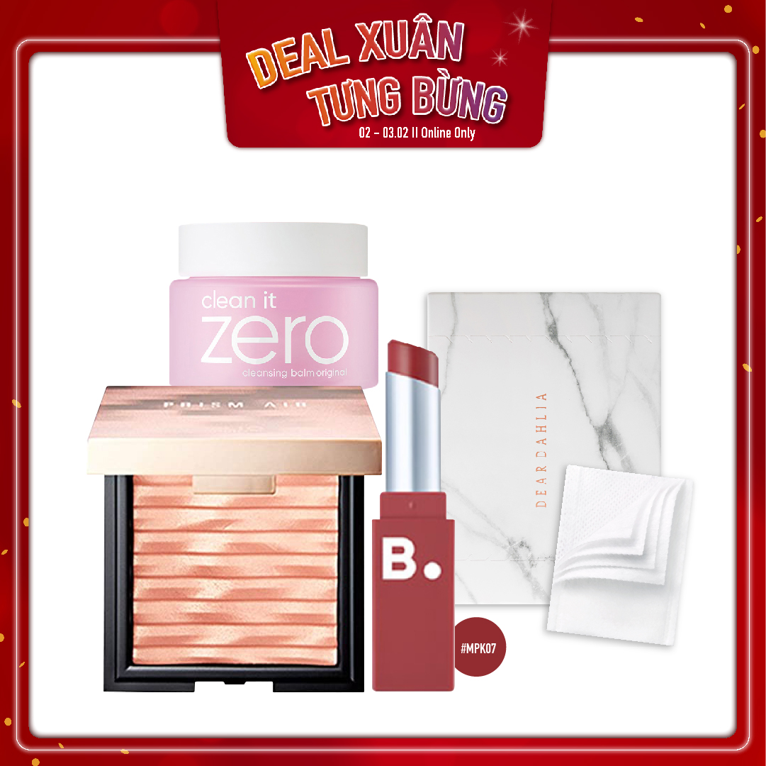 Combo Son Môi & Má Hồng Hiệu Ứng Căng Mượt Clio Prism Air Blusher 04 Gorgeous Coral