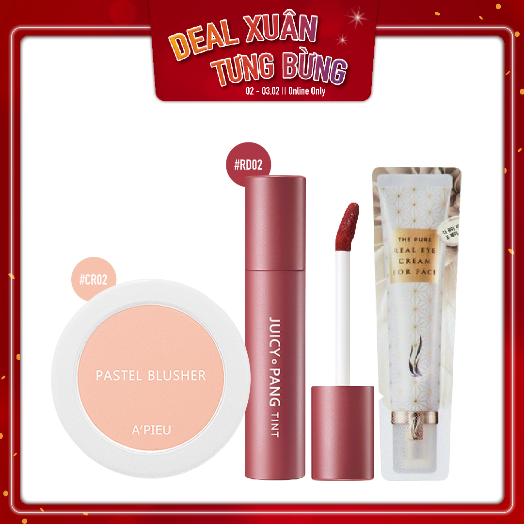 Combo Phấn Má Hồng & Son Nước Lì A'pieu Juicy Pang Tint Rd02_Rum