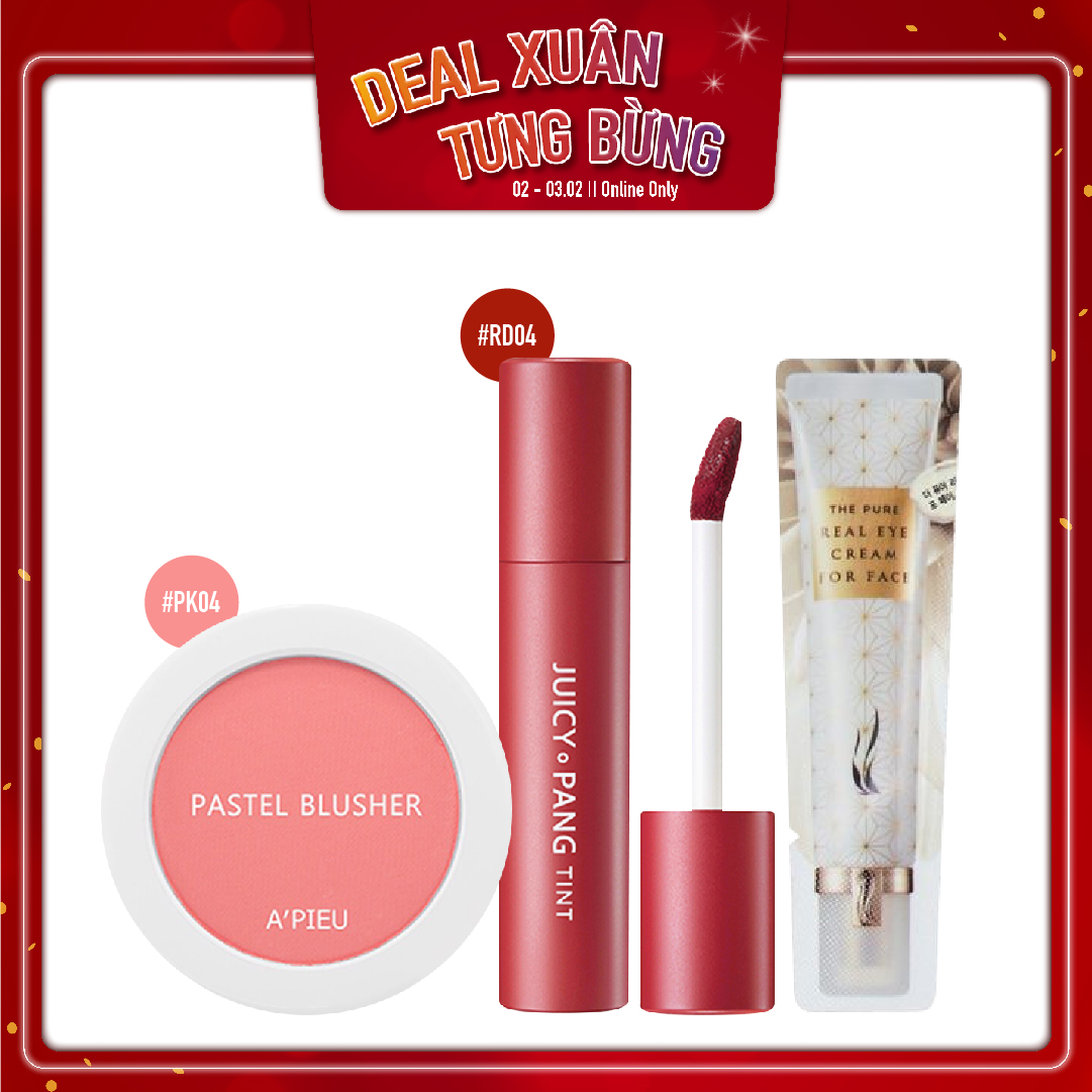 Combo Phấn Má Hồng & Son Nước Lì A'pieu Juicy Pang Tint Rd04_Cherry