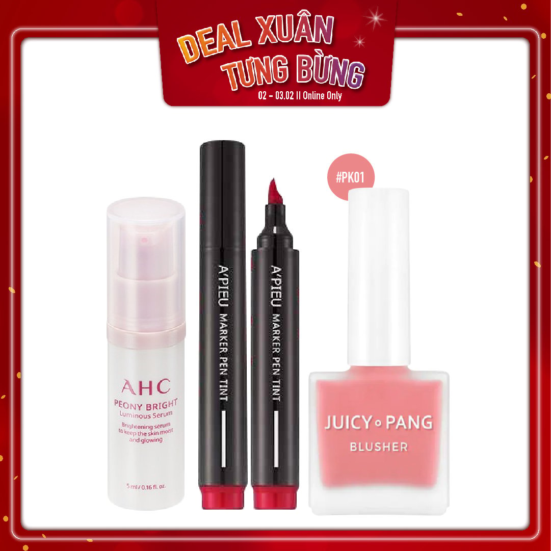 Combo Son Thỏi & Má Hồng Dạng Nước A'pieu Juicy - Pang Water Blusher Pk01