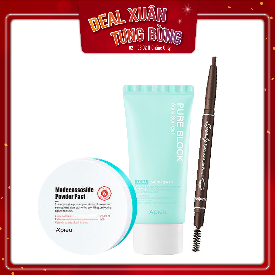 Combo Kem Chống Nắng & Phấn Phủ Nén Cho Da Nhờn Mụn A'pieu Madecassoside Powder Pact 6G