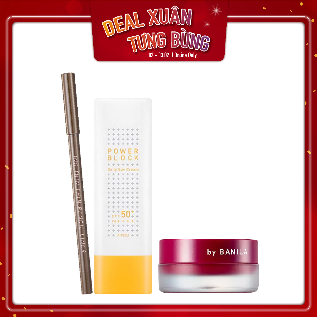 Combo Viền Mắt & Kem Chống Nắng A'pieu Power Block Daily Sun Cream Spf50+/Pa++++