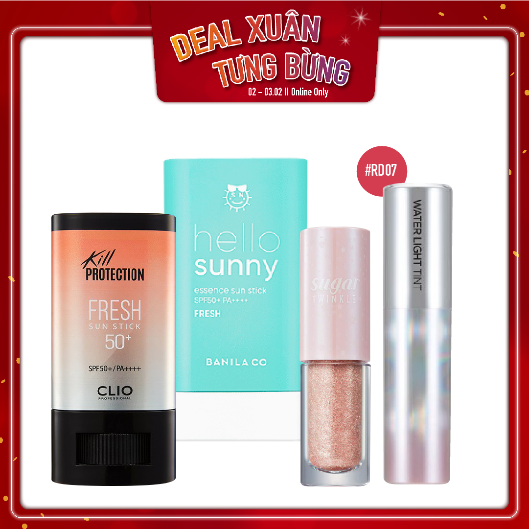 Combo Màu Mắt Ánh Nhũ & Kem Chống Nắng Clio Kill Protection Sun Stick Fresh 21G