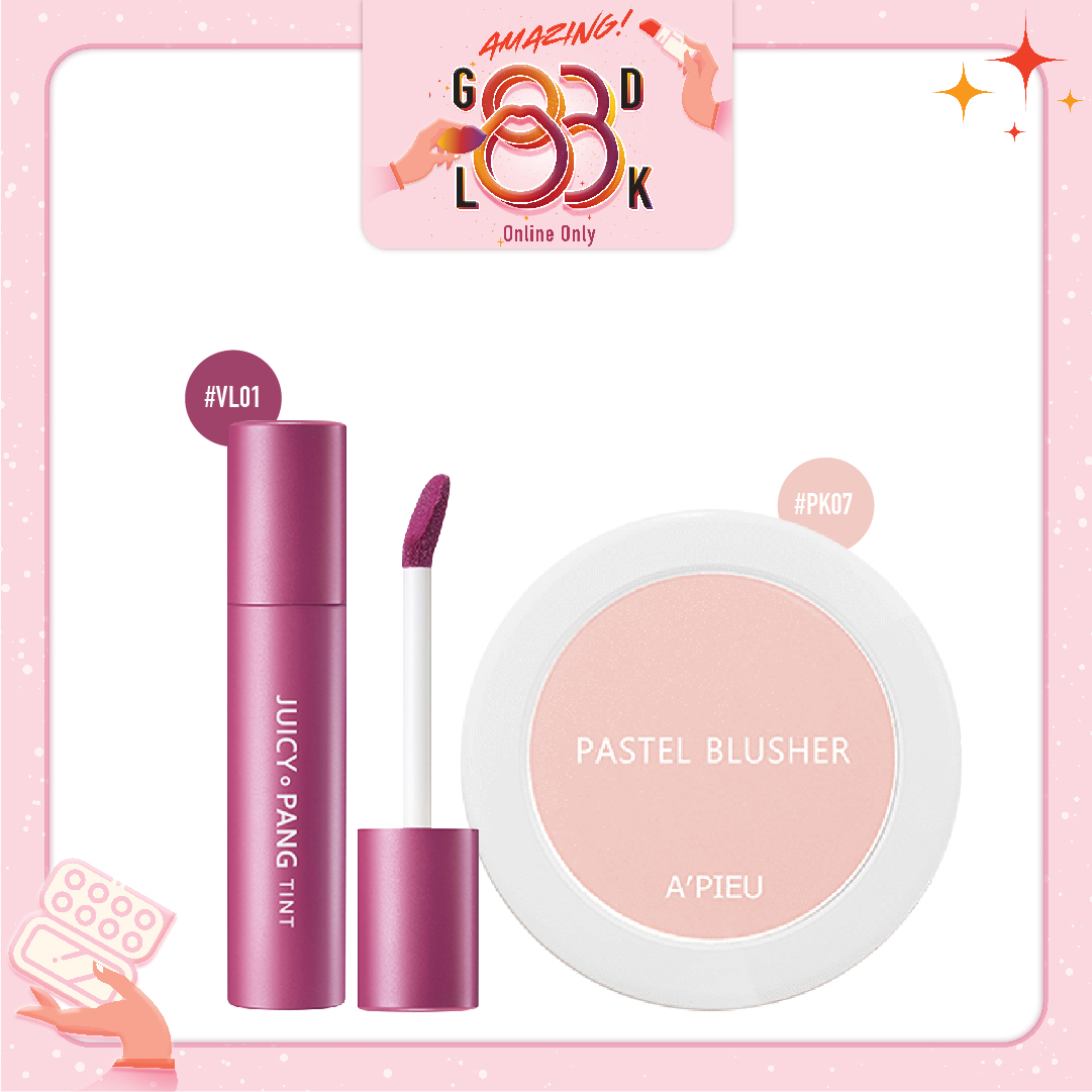 Combo Phấn Má Hồng & Son Nước Lì A'pieu Juicy Pang Tint Vl01_Raspberry