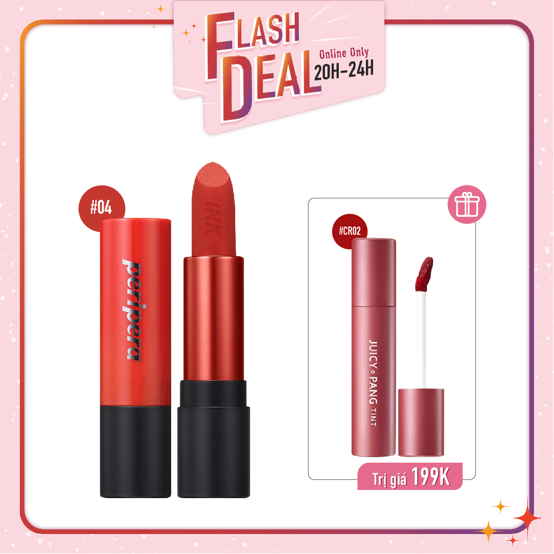 [Fs] Combo Son Thỏi & Son Thỏi Lì Peripera Ink Tattoo Stick 04 Thriling Red