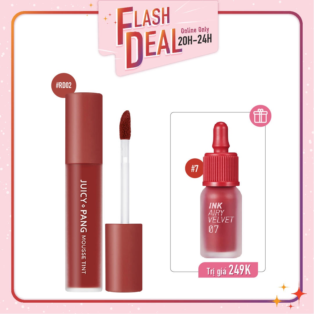 [Fs] Combo Son Kem Hiệu Ứng Nhung Mịn A'pieu Juicy - Pang Mousse Tint Cr02