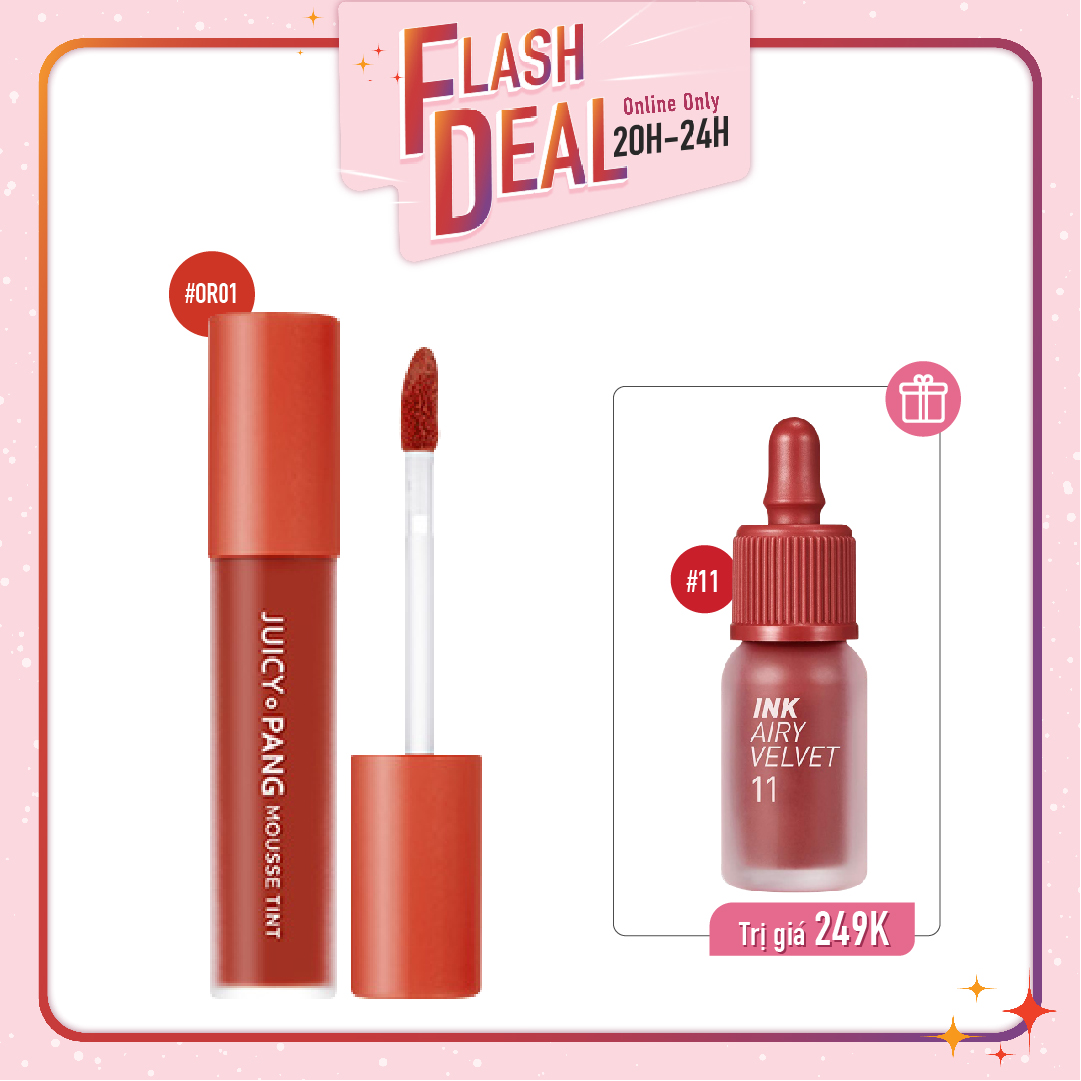 [Fs] Combo Son Kem Hiệu Ứng Nhung Mịn A'pieu Juicy - Pang Mousse Tint Or01