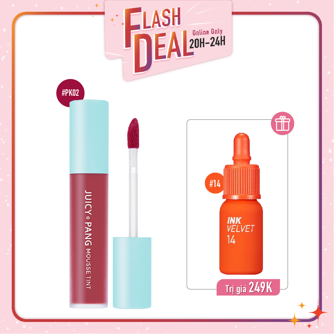 [Fs] Combo Son Kem Hiệu Ứng Nhung Mịn A'pieu Juicy Pang Mousse Tint Pk02