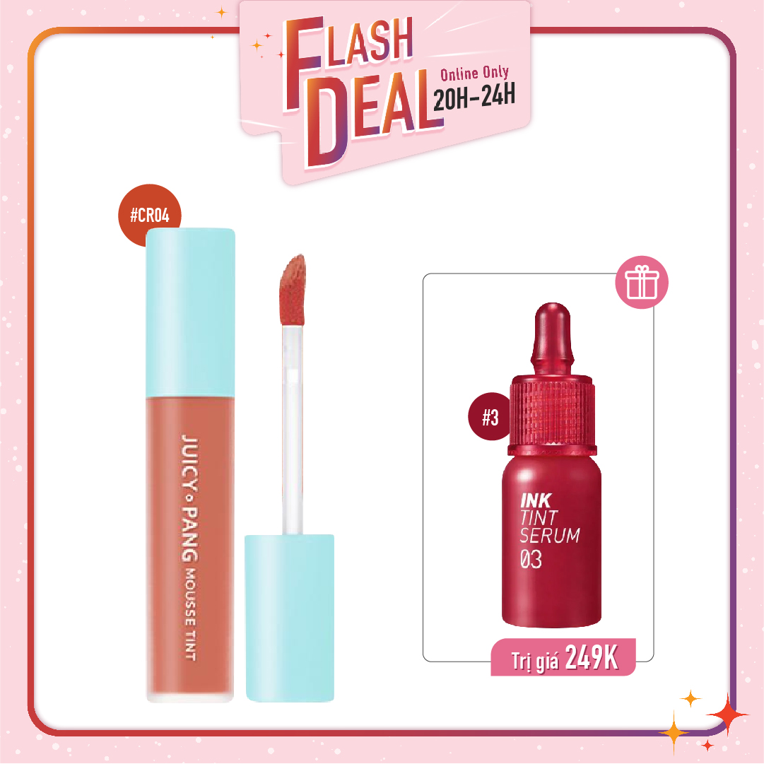 [Fs] Combo Son Tint & Son Kem Hiệu Ứng Nhung Mịn A'pieu Juicy Pang Mousse Tint Cr04