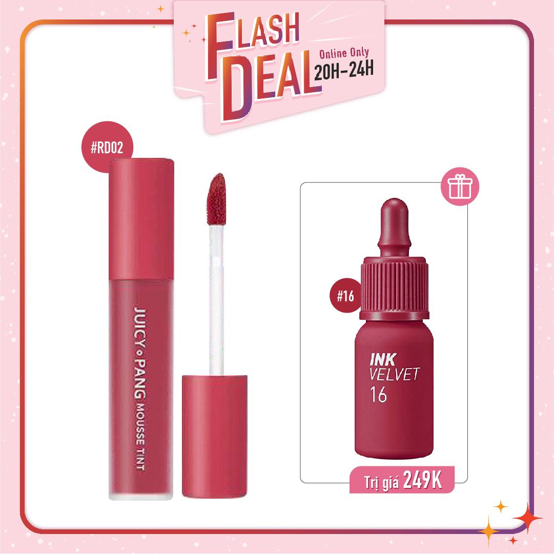 [Fs] Combo Son Tint & Son Kem Hiệu Ứng Nhung Mịn A'pieu Juicy - Pang Mousse Tint Rd02