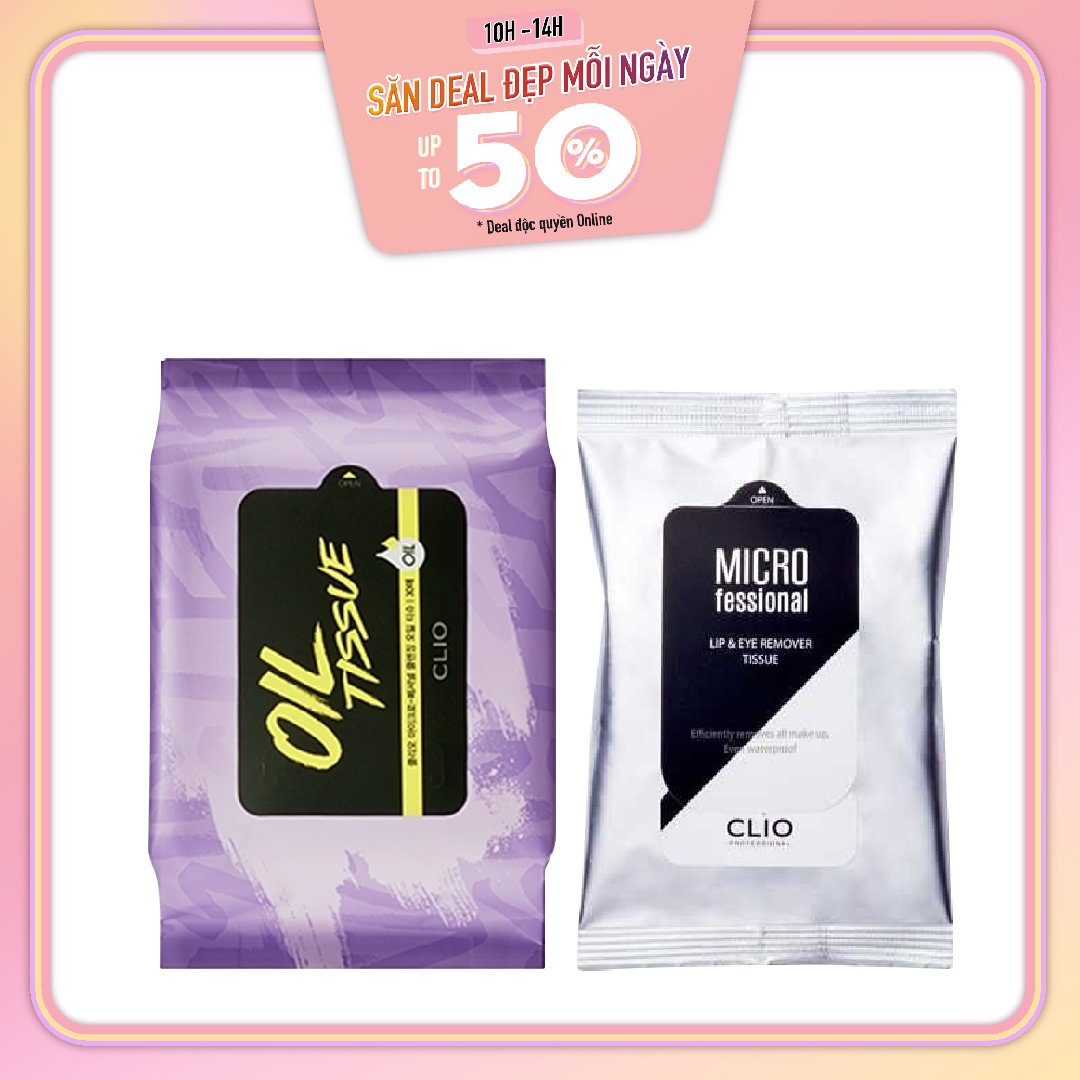 Combo Khăn Giấy Tẩy Trang Sạch Sâu Clio Micro - Fessional Cleansing Oil Tissue (30 Sheets)