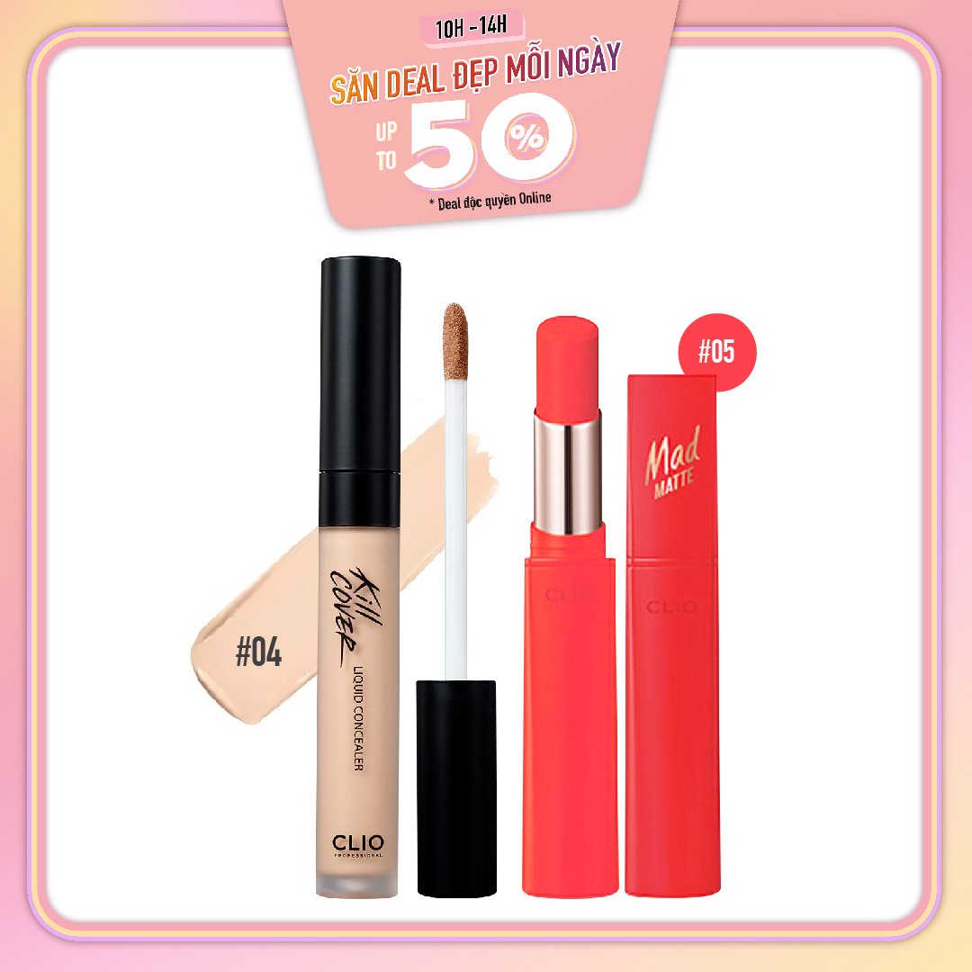 Combo Son Thỏi Hiệu Ứng Lì Nhẹ Clio Mad Matte Stain Lips 05 Red On Red