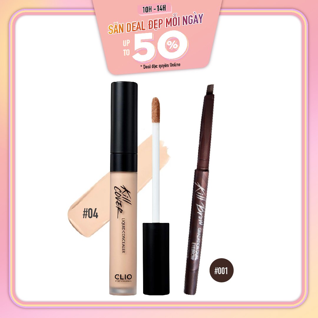Combo Kem Che Khuyết Điểm Clio Kill Cover Liquid Concealer 04 Ginger