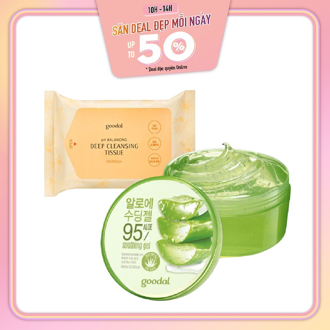 Combo Gel Dưỡng Thể Cung Cấp Nước Goodal Aloe Soothing Gel 300Ml